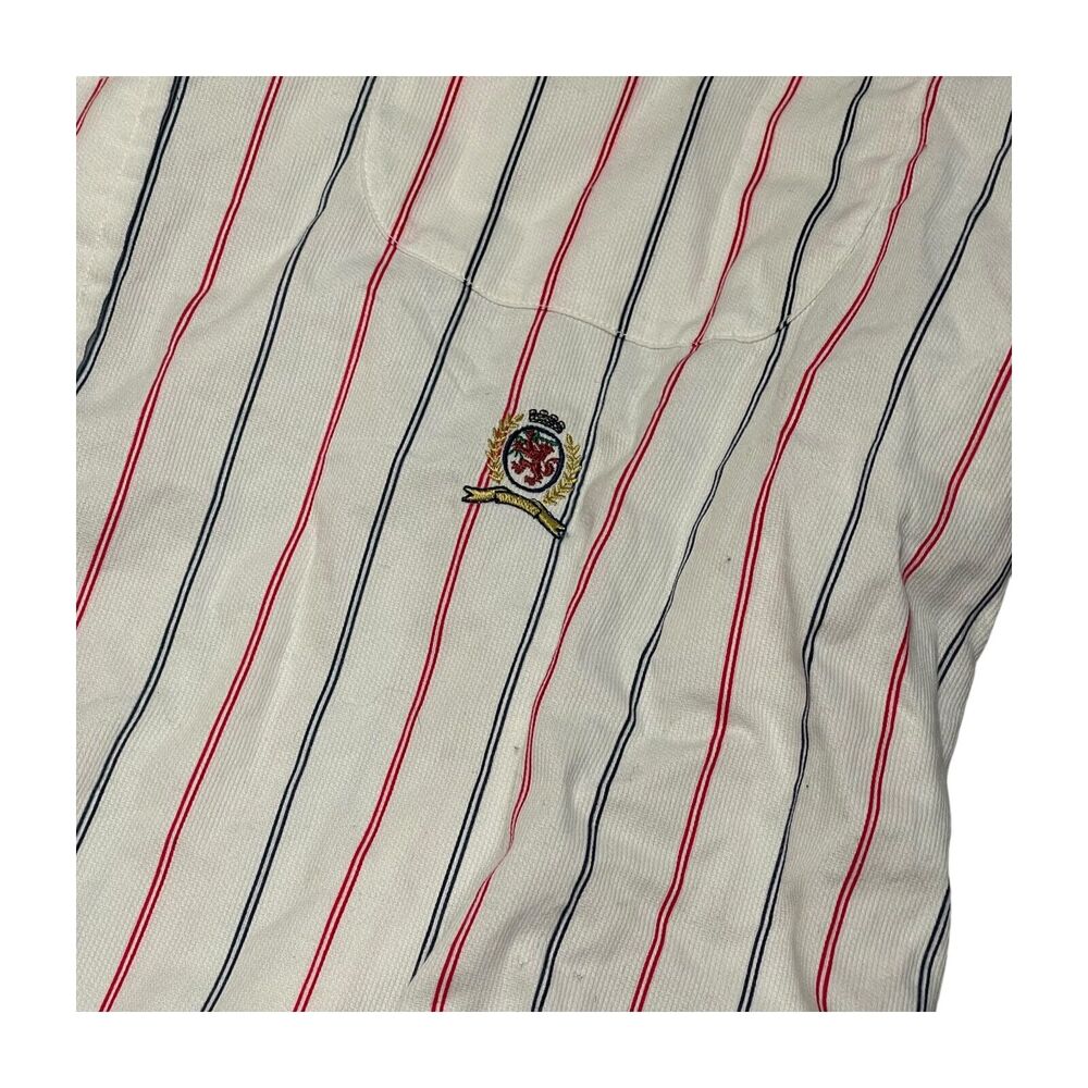 Tommy Hilfiger Shirt Men's Large White Striped Cotton Long Sleeve Button-Down - Picture 4 of 8